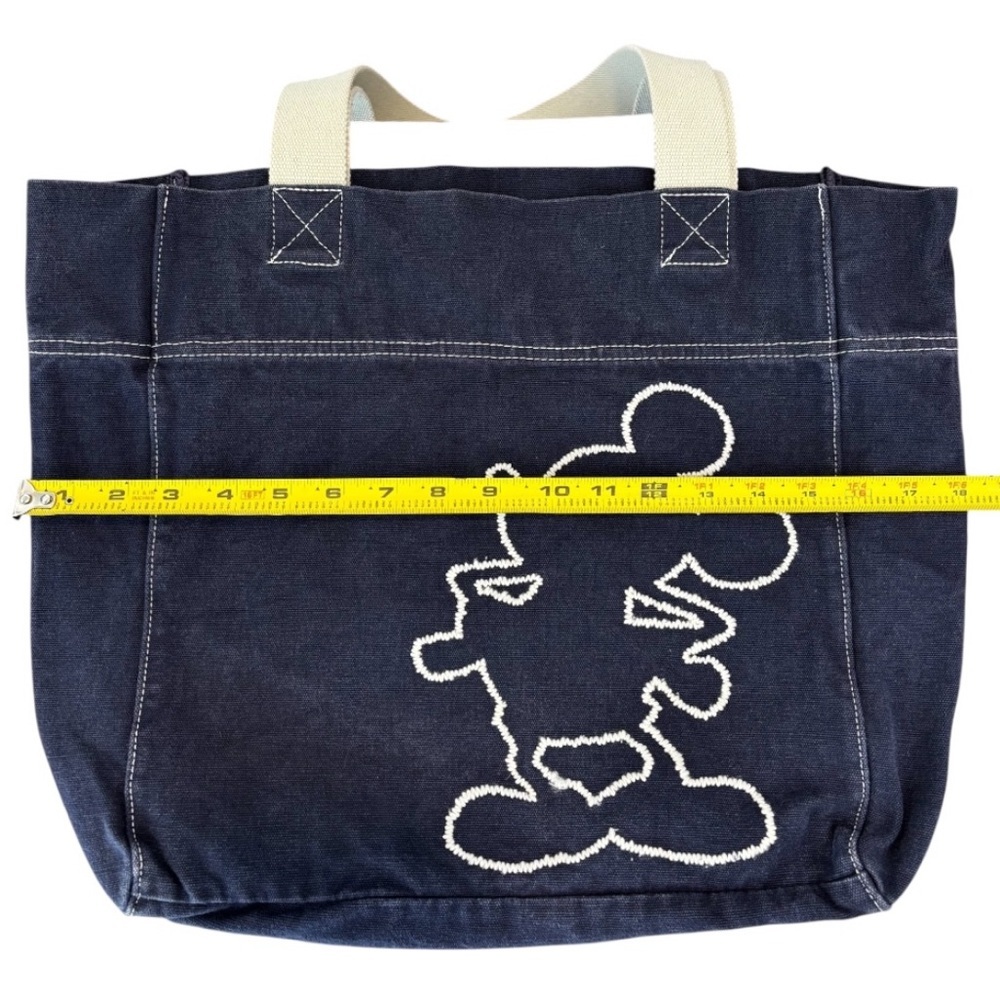 Disneyland Resort Blue Canvas Tote Bag with Embroidered Mickey Mouse Silhouette - Picture 7 of 9